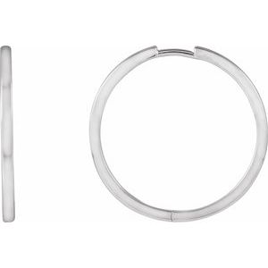 14K White Gold Hinged 25 mm Hoop Earrings. 87384:224:P