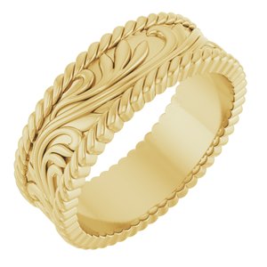14K Yellow Gold 7 mm Sculptural Band. 58023:157:P