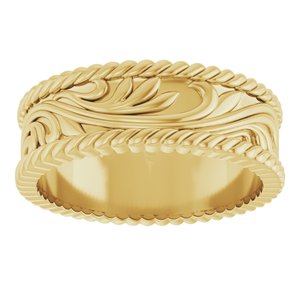 14K Yellow Gold 7 mm Sculptural Band. 58023:157:P