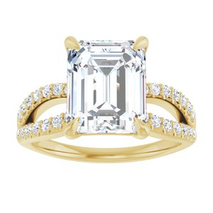 14K Yellow Gold 10x8 mm Emerald Accented Engagement Ring. 126975:226:P
