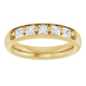 14K Yellow Gold 3x3 mm Square Five-Stone Men's Band. 127026:119:P