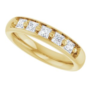 14K Yellow Gold 3x3 mm Square Five-Stone Men's Band. 127026:119:P