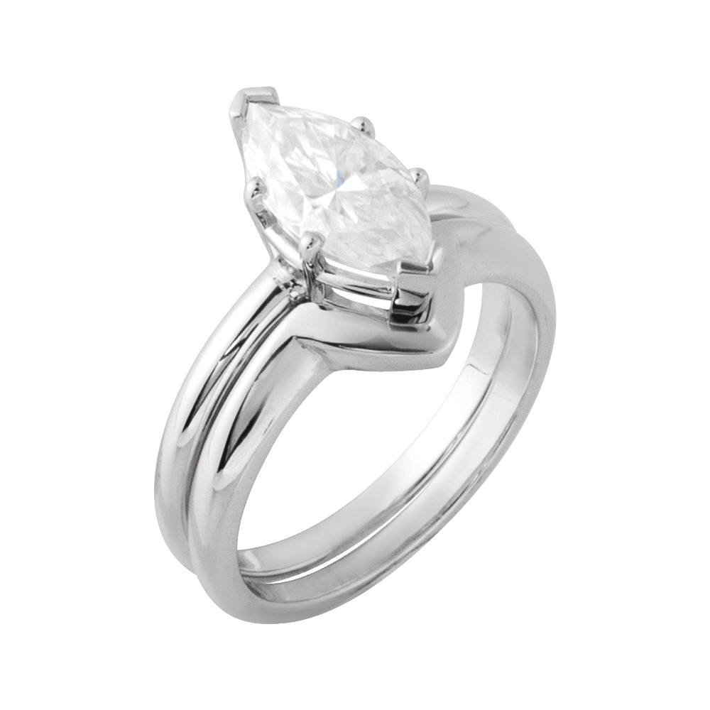 14K White Gold 12x6 mm Marquise 6-Prong Solitaire Engagement Ring. 140450:9453:P