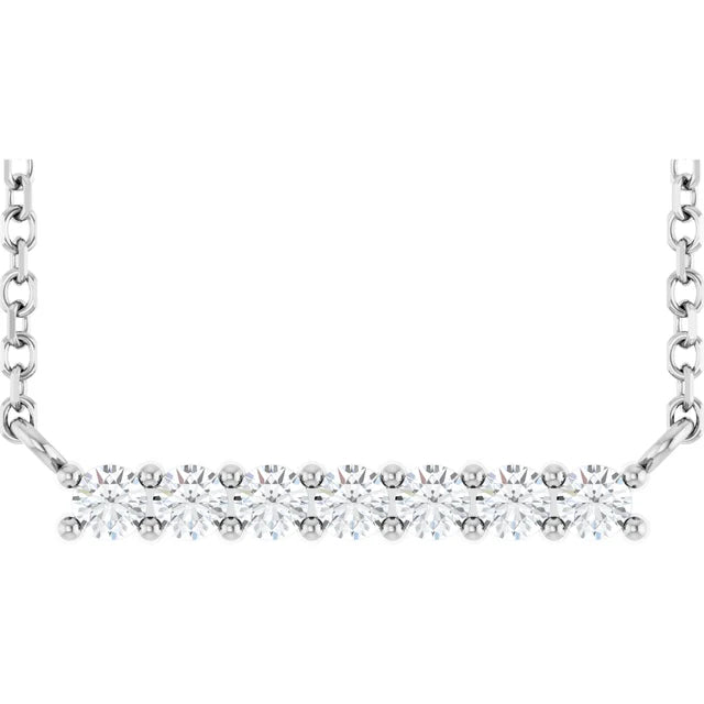 Platinum 2 mm Round 7-Stone Family Bar 16" Necklace