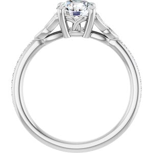 14K White Gold 6.5 mm Round Accented Engagement Ring. 127105:1185:P