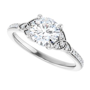 14K White Gold 6.5 mm Round Accented Engagement Ring. 127105:1185:P