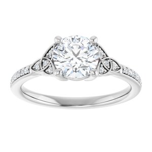 14K White Gold 6.5 mm Round Accented Engagement Ring. 127105:1185:P