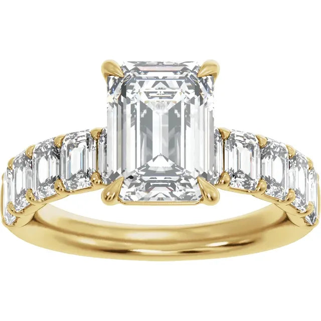 14K Yellow Gold 9x7 mm Emerald 2 CTW Diamond Accented Engagement Ring. 689428:LG709:P