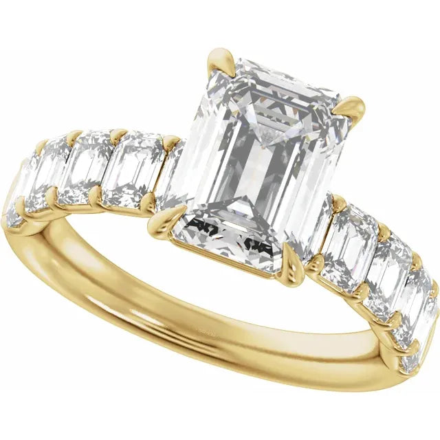 14K Yellow Gold 9x7 mm Emerald 2 CTW Diamond Accented Engagement Ring. 689428:LG709:P