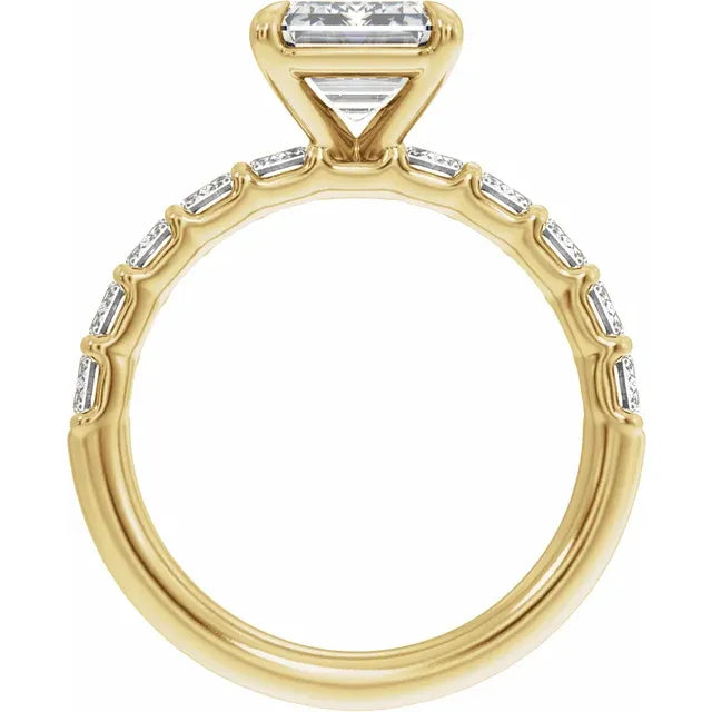 14K Yellow Gold 9x7 mm Emerald 2 CTW Diamond Accented Engagement Ring. 689428:LG709:P