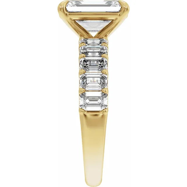 14K Yellow Gold 9x7 mm Emerald 2 CTW Diamond Accented Engagement Ring. 689428:LG709:P