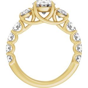 14K Yellow Gold 9x7 mm Oval 2 1/4 CTW Diamond Three-Stone Accented Engagement Ring. 689427:LG705:P