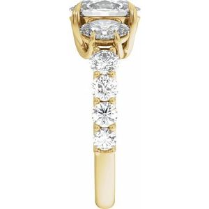 14K Yellow Gold 9x7 mm Oval 2 1/4 CTW Diamond Three-Stone Accented Engagement Ring. 689427:LG705:P