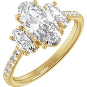 14K Yellow Gold Oval 2 3/4 CTW Diamond Three-Stone Accented Engagement Ring. 689426:LG709:P