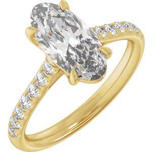 14K Yellow Gold 12.1x6.05 mm Oval 2 1/3 CTW Diamond Engagement Ring. 689430:LG705:P