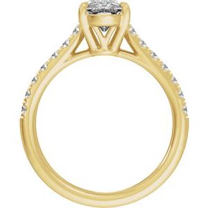 14K Yellow Gold 12.1x6.05 mm Oval 2 1/3 CTW Diamond Engagement Ring. 689430:LG705:P
