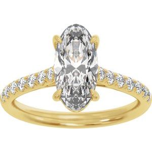 14K Yellow Gold 12.1x6.05 mm Oval 2 1/3 CTW Diamond Engagement Ring. 689430:LG705:P
