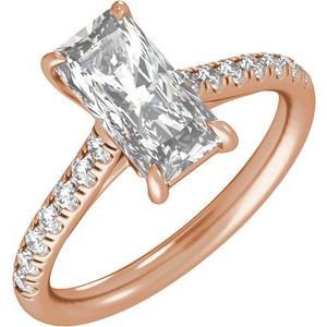 14K Rose Gold 11x5.5 mm Radiant 2 1/3 CTW Diamond Accented Engagement Ring. 689430:LG722:P
