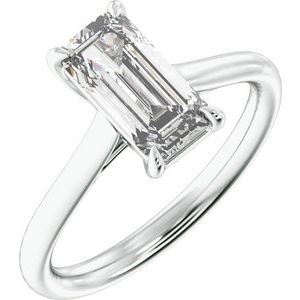 14K White Gold Emerald 2 CTW Diamond Solitaire Engagement Ring. 689433:LG728:P