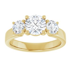 14K Yellow Gold 6.5 mm Round Three-Stone Engagement Ring. 127025:1816:P