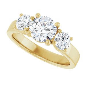14K Yellow Gold 6.5 mm Round Three-Stone Engagement Ring. 127025:1816:P