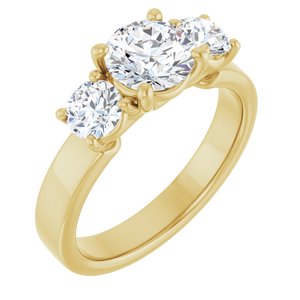 14K Yellow Gold 6.5 mm Round Three-Stone Engagement Ring. 127025:1816:P