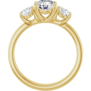14K Yellow Gold 6.5 mm Round Three-Stone Engagement Ring. 127025:1816:P
