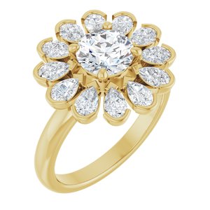 14K Yellow Gold 6.5 mm Round 1 1/5 CTW Diamond Halo-Style Engagement Ring. 127065:134:P