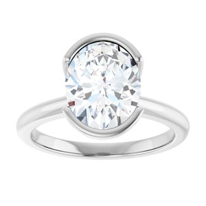 14K White Gold Oval 2 1/2 CTW Diamond Bezel-Set Engagement Ring. 127038:LG6000:P