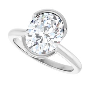 14K White Gold Oval 2 1/2 CTW Diamond Bezel-Set Engagement Ring. 127038:LG6000:P