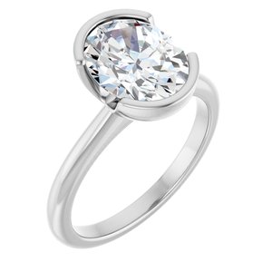 14K White Gold Oval 2 1/2 CTW Diamond Bezel-Set Engagement Ring. 127038:LG6000:P