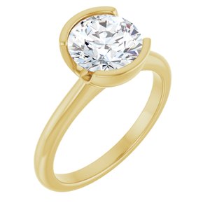14K Yellow Gold Round 2 CTW Diamond Half Bezel-Set Solitaire Engagement Ring. 127038:LG6017:P
