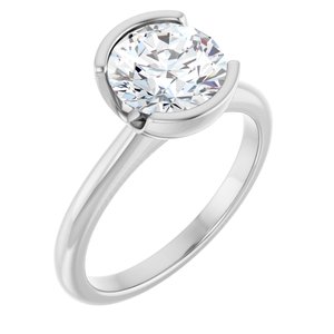 14K White Gold Round 2 CTW Diamond Bezel-Set Engagement Ring. 127038:LG6006:P