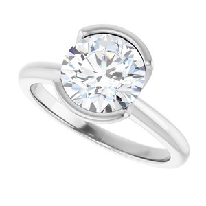 14K White Gold Round 2 CTW Diamond Bezel-Set Engagement Ring. 127038:LG6006:P