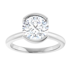 14K White Gold Round 2 CTW Diamond Bezel-Set Engagement Ring. 127038:LG6006:P