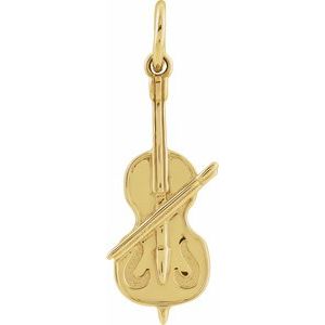14K Yellow Gold Violin Charm/Pendant. 689388:600:P