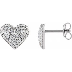 14K White Gold 1/2 CTW Diamond Puffed Heart Earrings. 689409:601:P