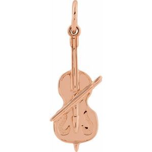 14K Rose Gold Violin Charm/Pendant. 689388:602:P