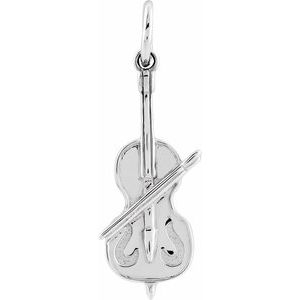 14K White Gold Violin Charm/Pendant. 689388:601:P