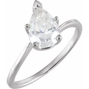 14K White Gold 9x6 mm Pear Engagement Ring. 10348:30132:P