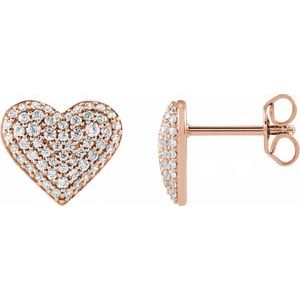 14K Rose Gold 1/2 CTW Diamond Puffed Heart Earrings. 689409:602:P