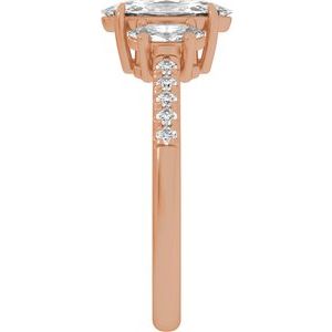 14K Rose Gold 1 1/2 CTW Oval Diamond Three-Stone Accented Engagement Ring. 689426:LG702:P