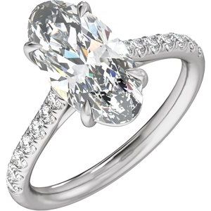14K White Gold Oval 13.8x6.9 mm Oval 3 1/3 CTW Diamond Accented Engagement Ring. 689430:LG708:P