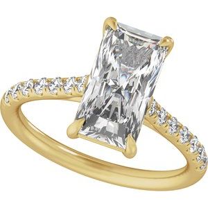 14K Yellow Gold 11.8x6.1 mm Radiant 3 1/3 CTW Diamond Accented Engagement Ring. 689430:LG725:P