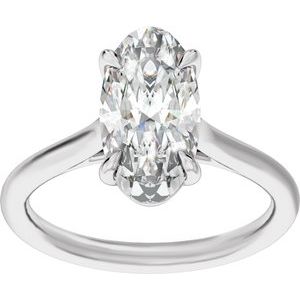 14K White Gold 3 CTW Oval Diamond Engagement Ring. 689433:LG708:P