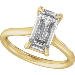 14K Yellow Gold 3 CTW Emerald Diamond Engagement Ring. 689433:LG733:P