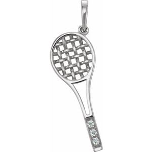 14K White Gold .01 CTW Diamond Tennis Racket Charm/Pendant. 80109:601:P