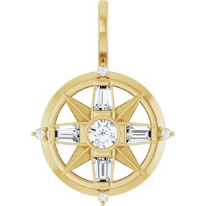 14K Yellow Gold 1/3 CTW Diamond Compass Pendant