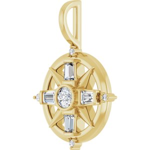 14K Yellow Gold 1/3 CTW Diamond Compass Pendant