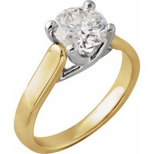 14K Yellow & White Gold 6.5 mm Round Engagement Ring. 121325:100007:P